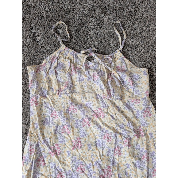 SO Ditsy Floral Smocked Back Sundress Lavender Pink Yellow Large - Picture 4 of 4